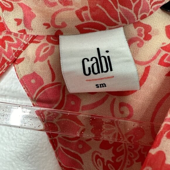 Cabi Vita Blouse Draped Keyhole Pink Floral Small Lightweight - Picture 4 of 10